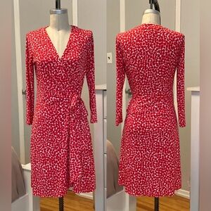 Womens BCBG MaxAzria red / white printed wrap dress in size M